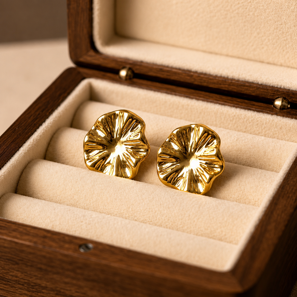 Minimalist Gold Flower Stud Earrings for Women | Anti-Tarnish Stainless Steel Floral Earrings | Nine99 Store