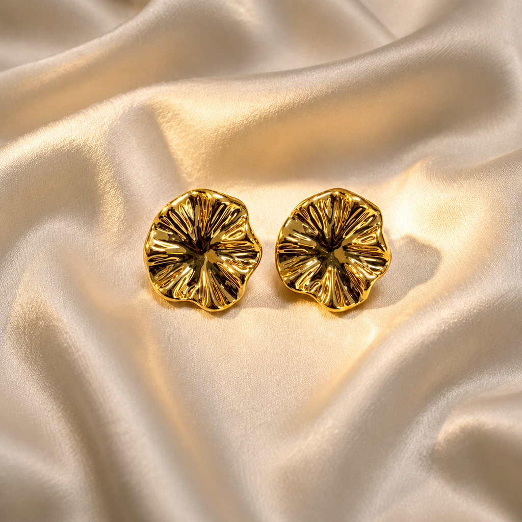 Minimalist Gold Flower Stud Earrings for Women | Anti-Tarnish Stainless Steel Floral Earrings | Nine99 Store