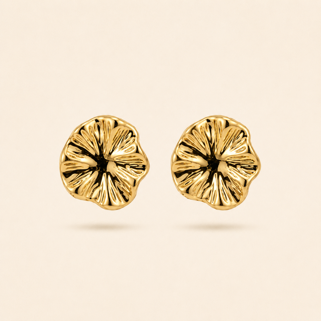 Minimalist Gold Flower Stud Earrings for Women | Anti-Tarnish Stainless Steel Floral Earrings | Nine99 Store