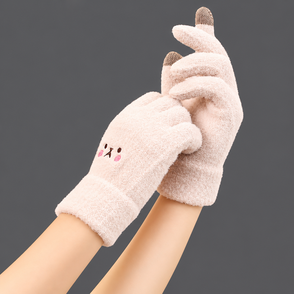 Cute Winter Gloves for Women | Warm Fuzzy Touchscreen Gloves
