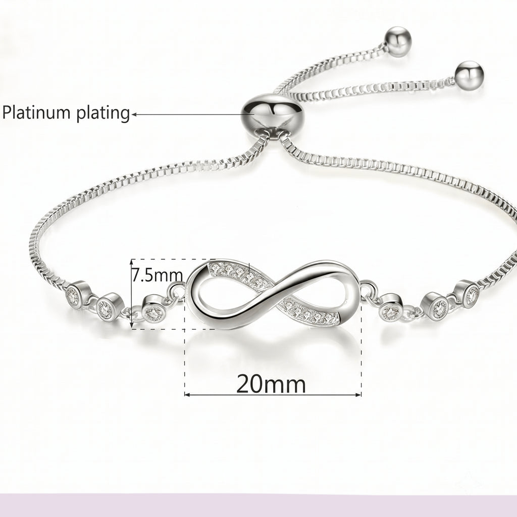 Infinity Adjustable Bracelet for Women | Anti-Tarnish Silver Bracelet