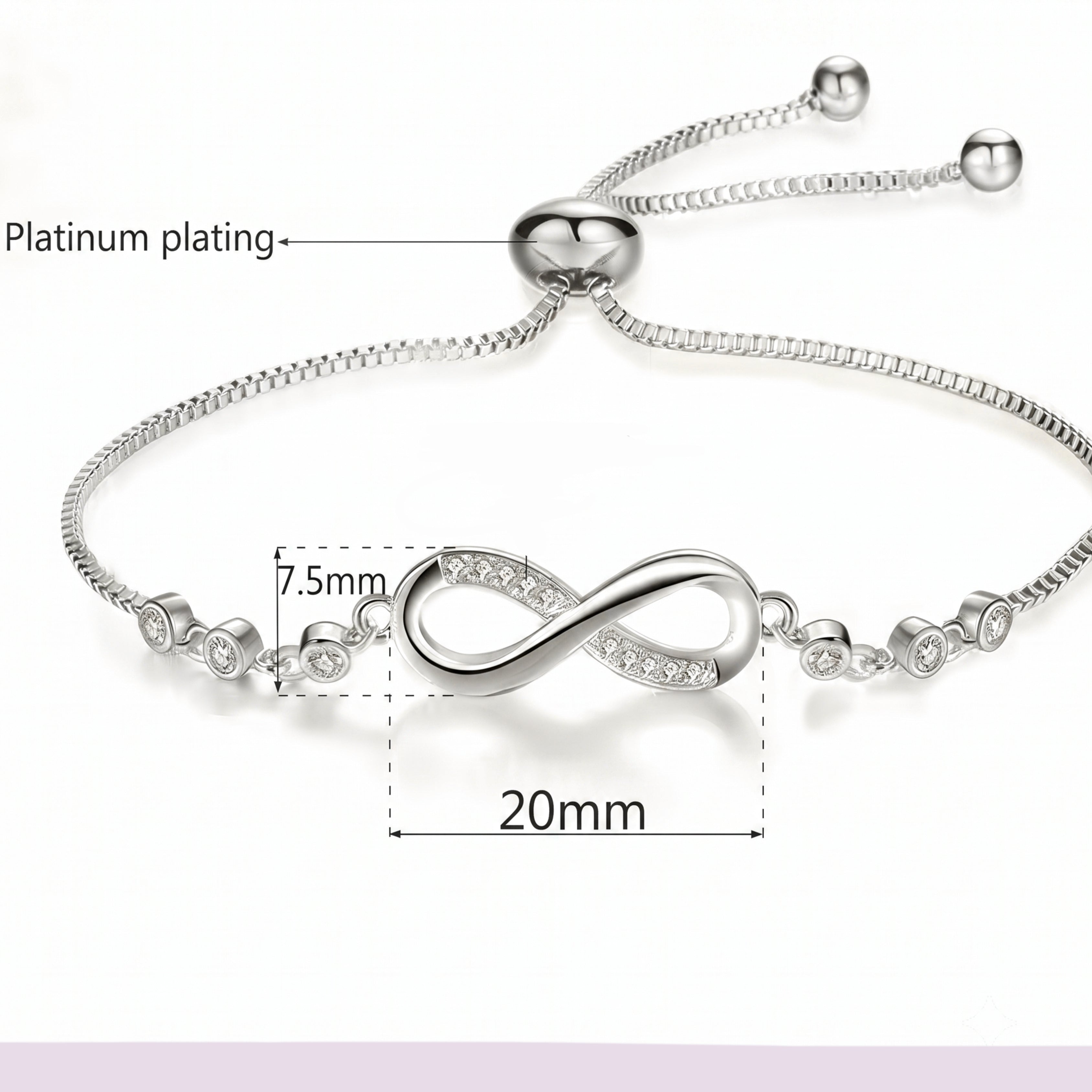 Infinity Adjustable Bracelet for Women | Anti-Tarnish Silver Bracelet